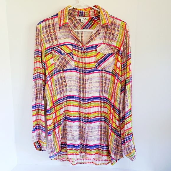 CAbi Plaid Cirque Tunic Button Down Top S - Picture 4 of 7